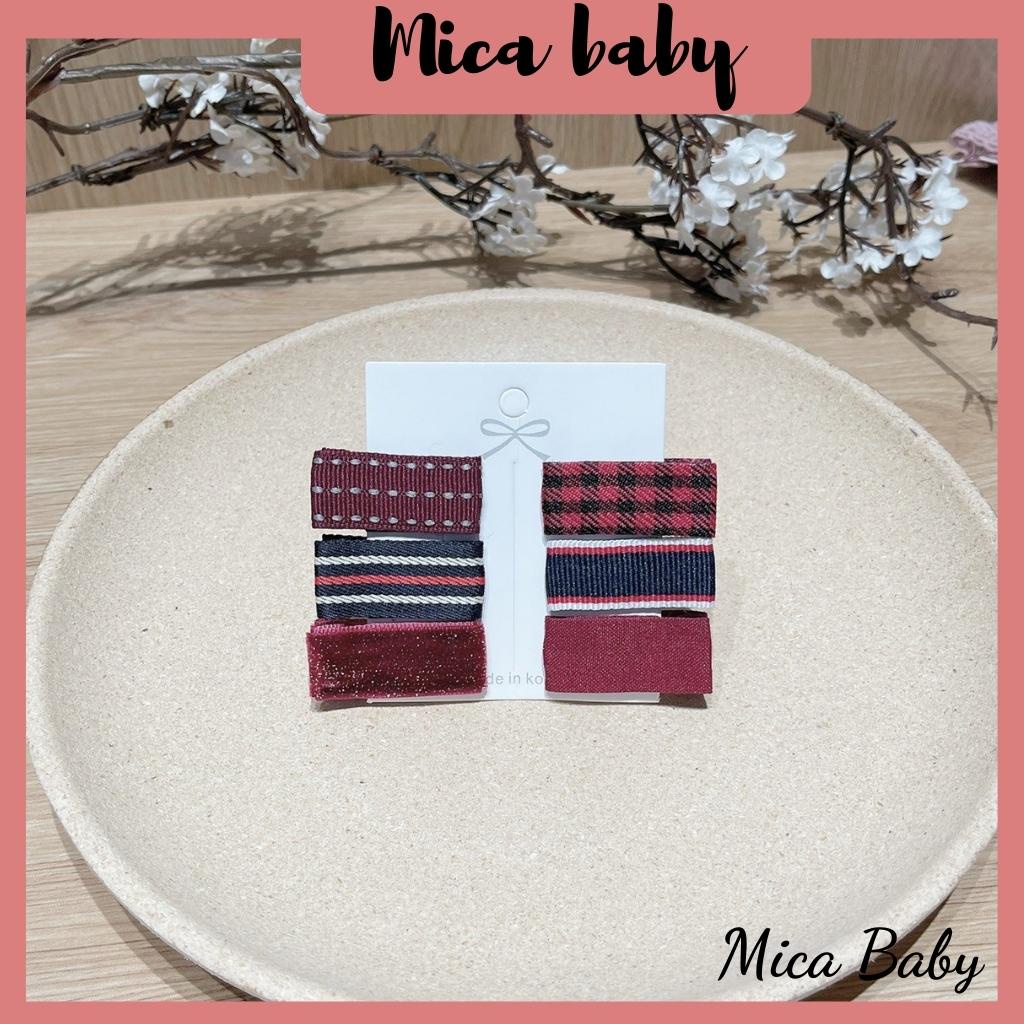 Set 6 kẹp tóc bọc vải kiểu dáng vintage dễ thương cho bé Mica Baby KT14