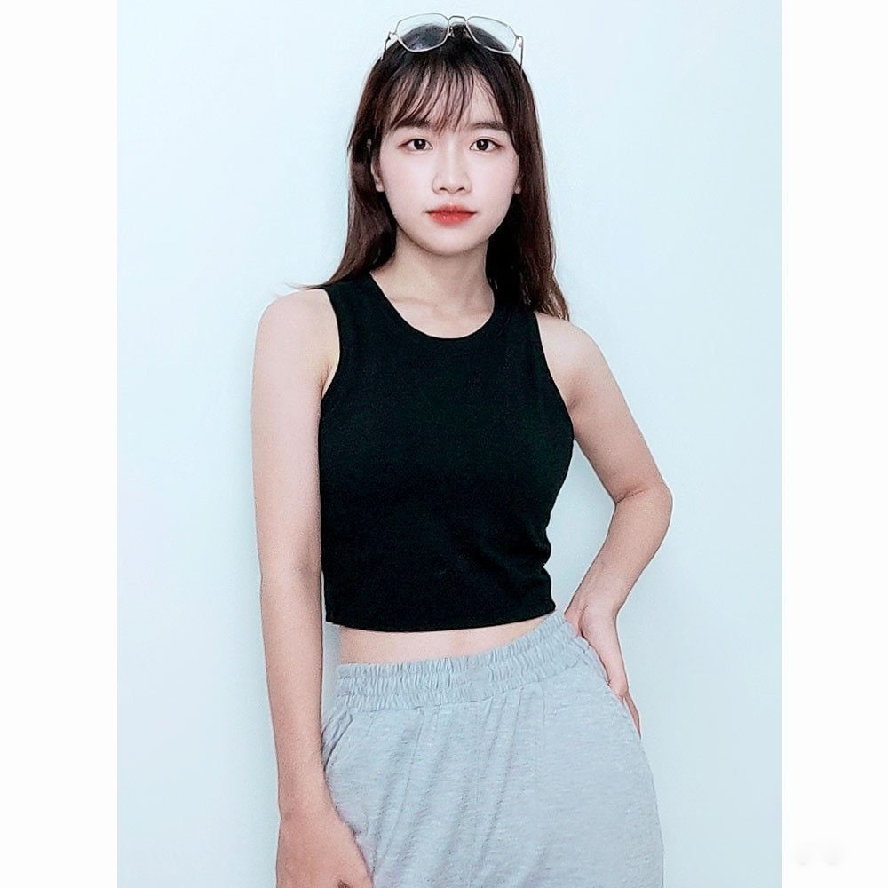 Áo croptop ba lỗ cotton kiểu dáng basic COYO CC001