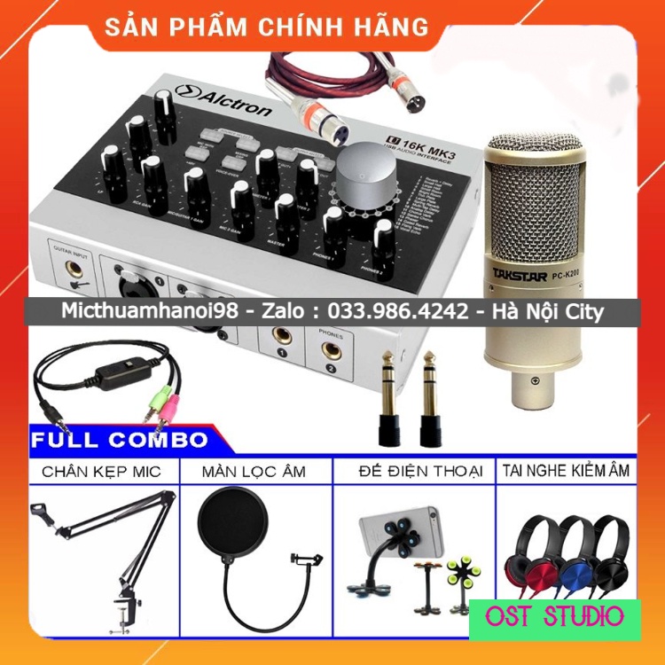 Trọn Bộ Sound Card U16K MK3 Kèm Mic Thu Âm PC K200 . Chuyên Livestream , Thu Âm Dễ Dàng Sử Dụng , Chất Lượng Cực Tốt