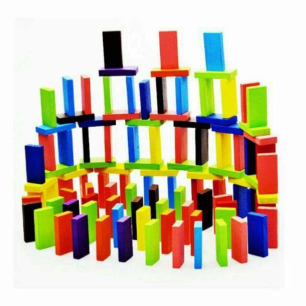 Bộ 100 Quân Domino Nhiều Màu Bằng Gỗ Cho Bé