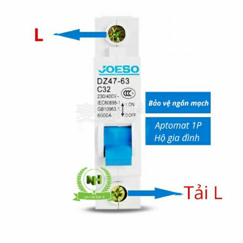 Aptomat JOESO At 1Pha Áttomat 1TEP hộ gia đình DZ47-63 (16A, 20A, 32A, 50A, 63A)