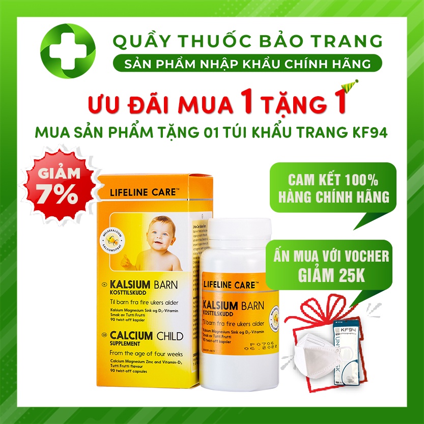 Canxi sữa cho bé từ 1 tuổi - Lifeline Care Calcium Barn Na Uy