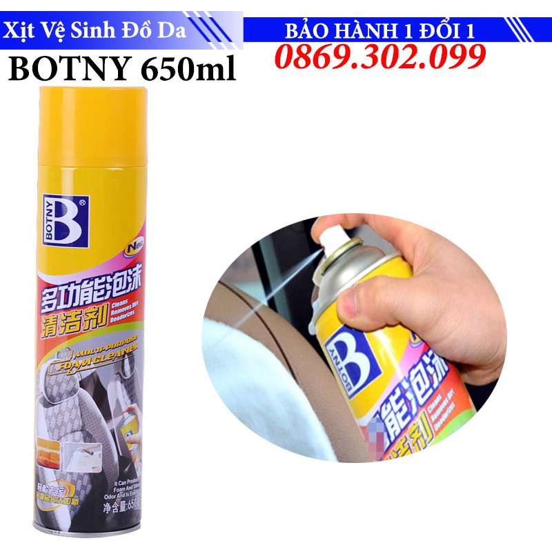 Bình xịt vệ sinh Ghế Da đồ da ô tô Đa Năng - Botny 650ml