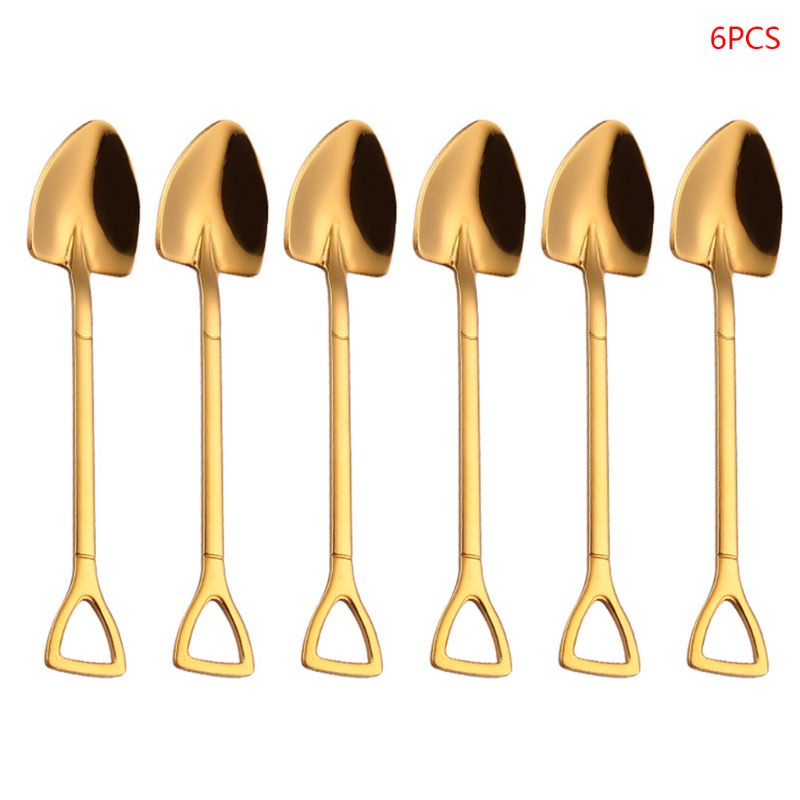 Set 6 / 7 Muỗng Khuấy Bằng Thép Không Gỉ Hình Xẻng Độc Đáo