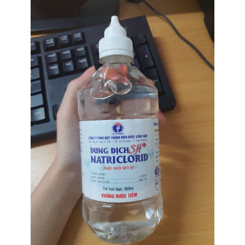 Nước muối sinh lý SH+ (Natriclorid 0.9%) chai 500ml