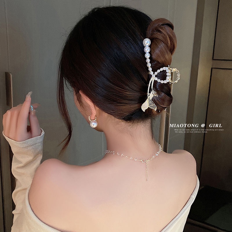 Kẹp Tóc Đuôi Cá Đính Ngọc Trai Cỡ Lớn 2022 Sang Trọng