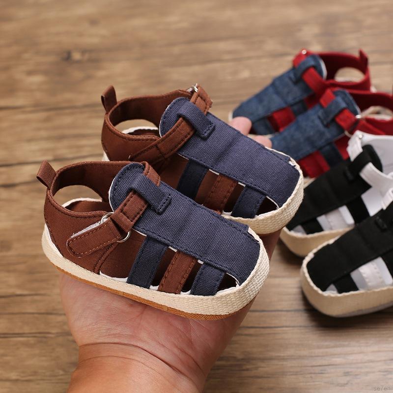 Sandal Khoét Lỗ Chống Trượt Mềm Mại Se7En Cho Bé Trai 0-18 Tháng Tuổi