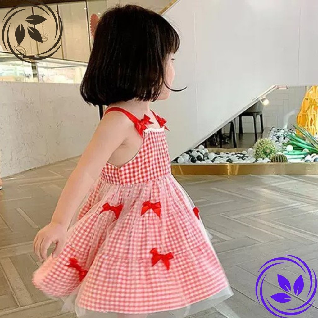 Quần áo trẻ em Váy hai dây kẻ caro cho bé 8-20kg
