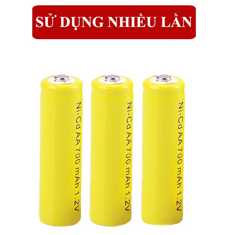 bộ sạc pin AA 700mah có thể sạc lại dùng nhiều lần, kèm theo pin