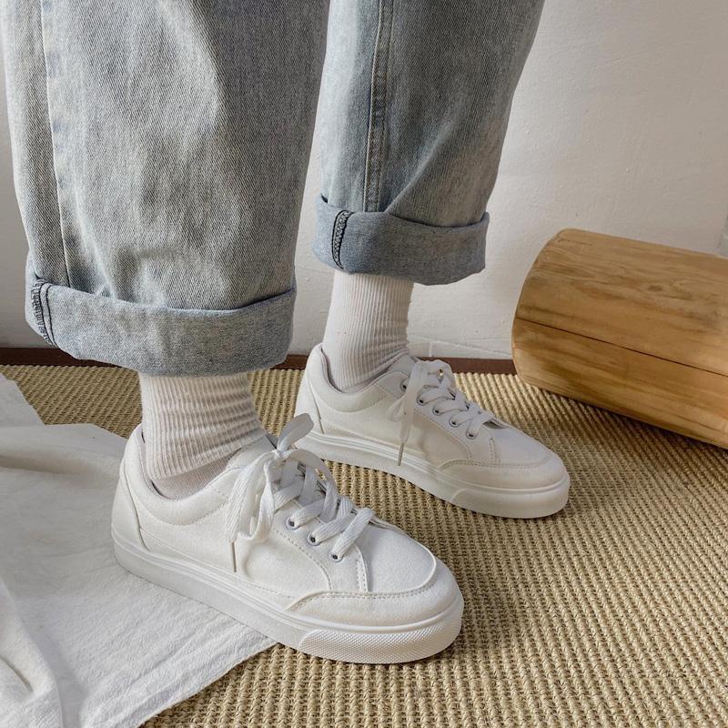 Giày Thể Thao Canvas Cổ Thấp Thời Trang Mùa Xuân 2021 Phong Cách Nhật Bản Cho Nữ