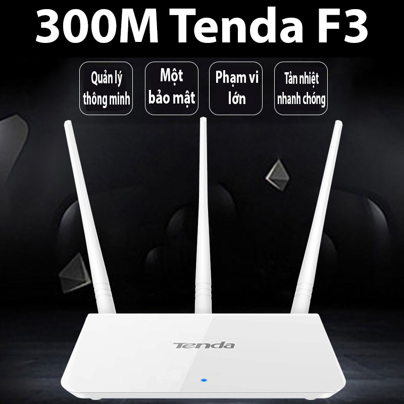 Bộ phát wifi Tenda F3 3 râu xuyên tường cao cấp, bộ phát wifi băng tần chuẩn tốc 300M, MDT105