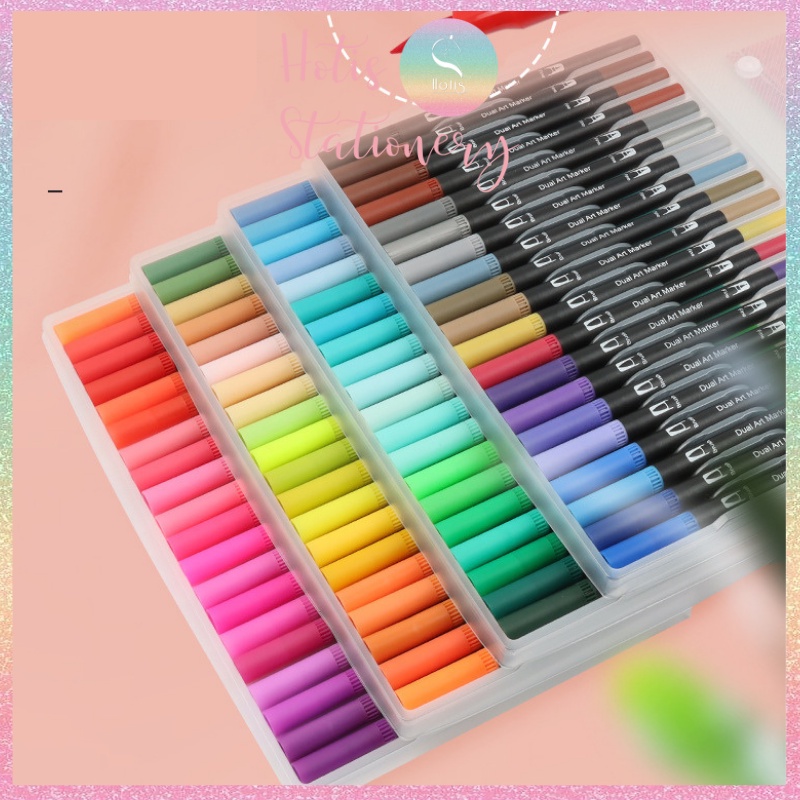 Bút lông hai đầu tô màu vẽ tranh gốc nước viết calligraphy Double Head- Bộ 60/80/100/120 màu