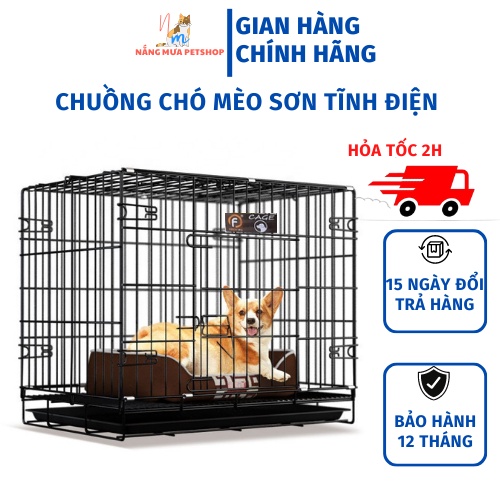 Chuồng chó, chuồng mèo, lồng chó mèo sơn tĩnh điện gấp gọn (full 4 size)