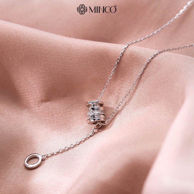 Dây chuyền nữ Minco Accessories thiết kế vintage màu vàng 18k đính đá hình trụ chữ la mã phụ kiện trang sức DT45