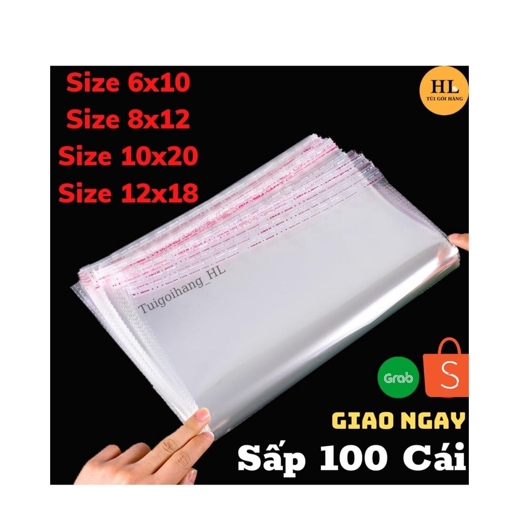 Túi bóng kiếng sấp 100 túi dán miệng – túi opp chất liệu cao cấp có lỗ thoáng khí size nhỏ TUIGOIHANGHL