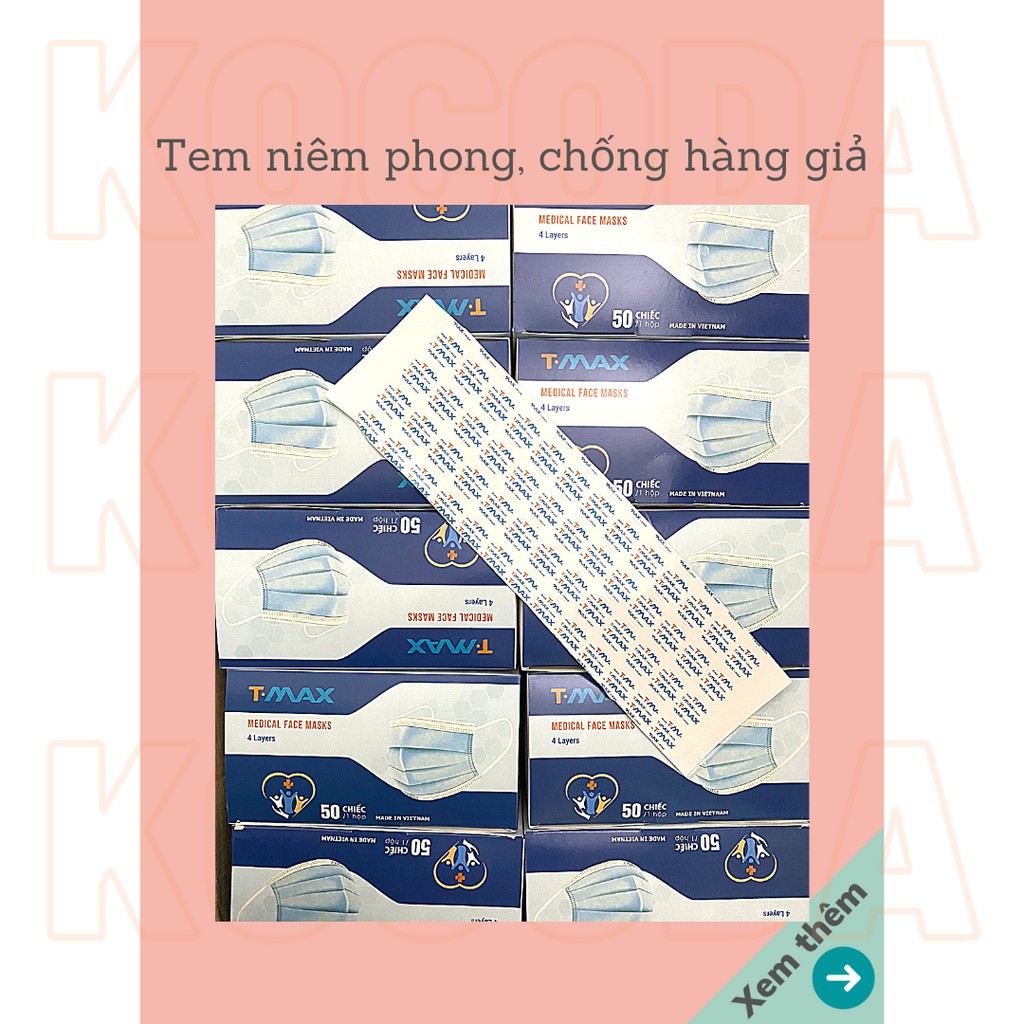 Khẩu Trang Y Tế 4 Lớp Giấy Kháng Khuẩn Cao Cấp Có LOGO Bo Viền Chống Bụi, Vi Khuẩn Hàng Công Ty TMAX Chống - Kocoda | BigBuy360 - bigbuy360.vn