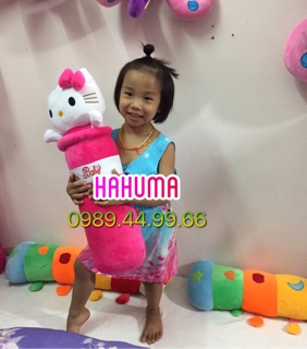 Gối Ôm Kitty Hồng 70cm – Nhung Mềm, Bông 7D, Phù Hợp Bé 4–10 Tuổi