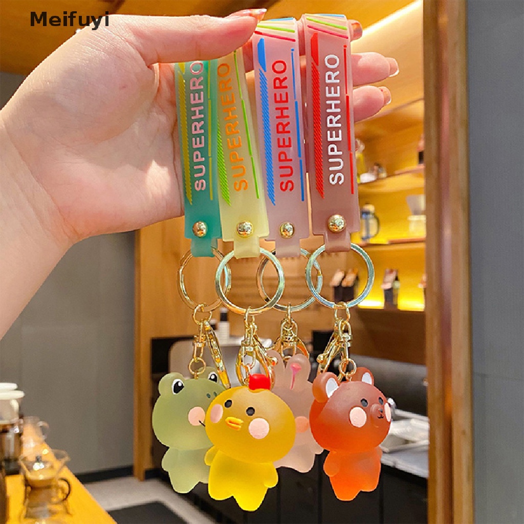 Móc khóa trong suốt hình động vật hoạt hình dễ thương