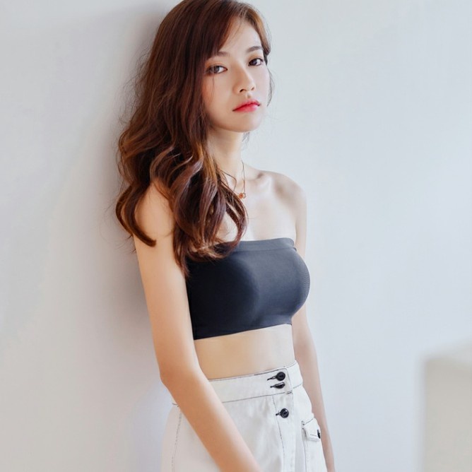 Mới Áo Ngực Ống Thể Thao Không Dây Màu Đen Quyến Rũ Cho Nữ
