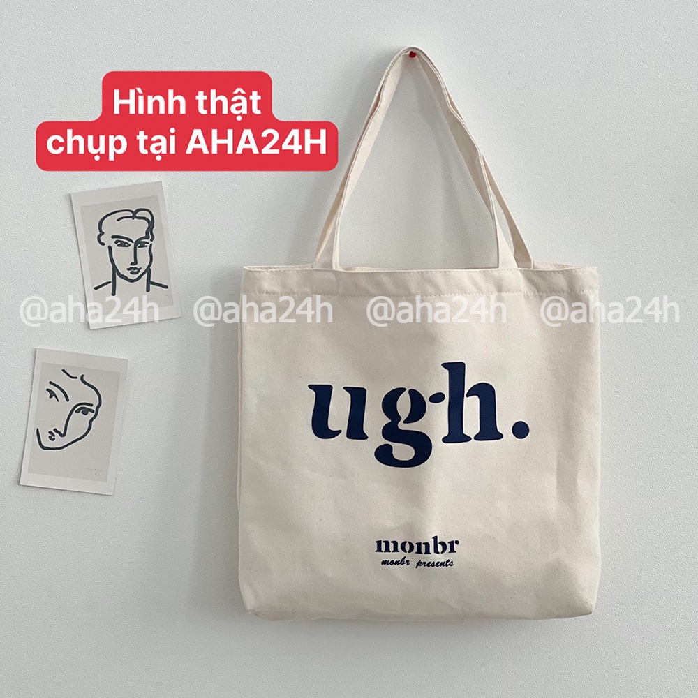 Túi tote vải Canvas phong cách đi học đi chơi hàn quốc giá rẻ in Ugh AH1594