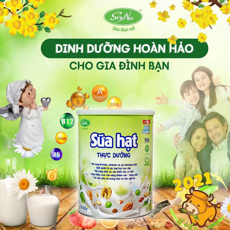 Sữa Hạt Thực Dưỡng SoyNa chính hãng tặng kèm 1 hộp Sữa Hạt và 1 gói Sữa Chay