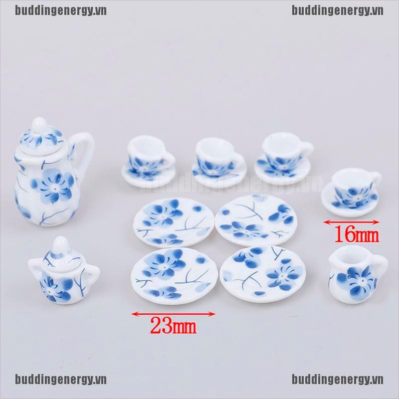 Set 15 Ấm Trà Bằng Sứ Tỉ Lệ 1:12 Dùng Để Trang Trí Nhà Búp Bê Sang Trọng Tiện Dụng