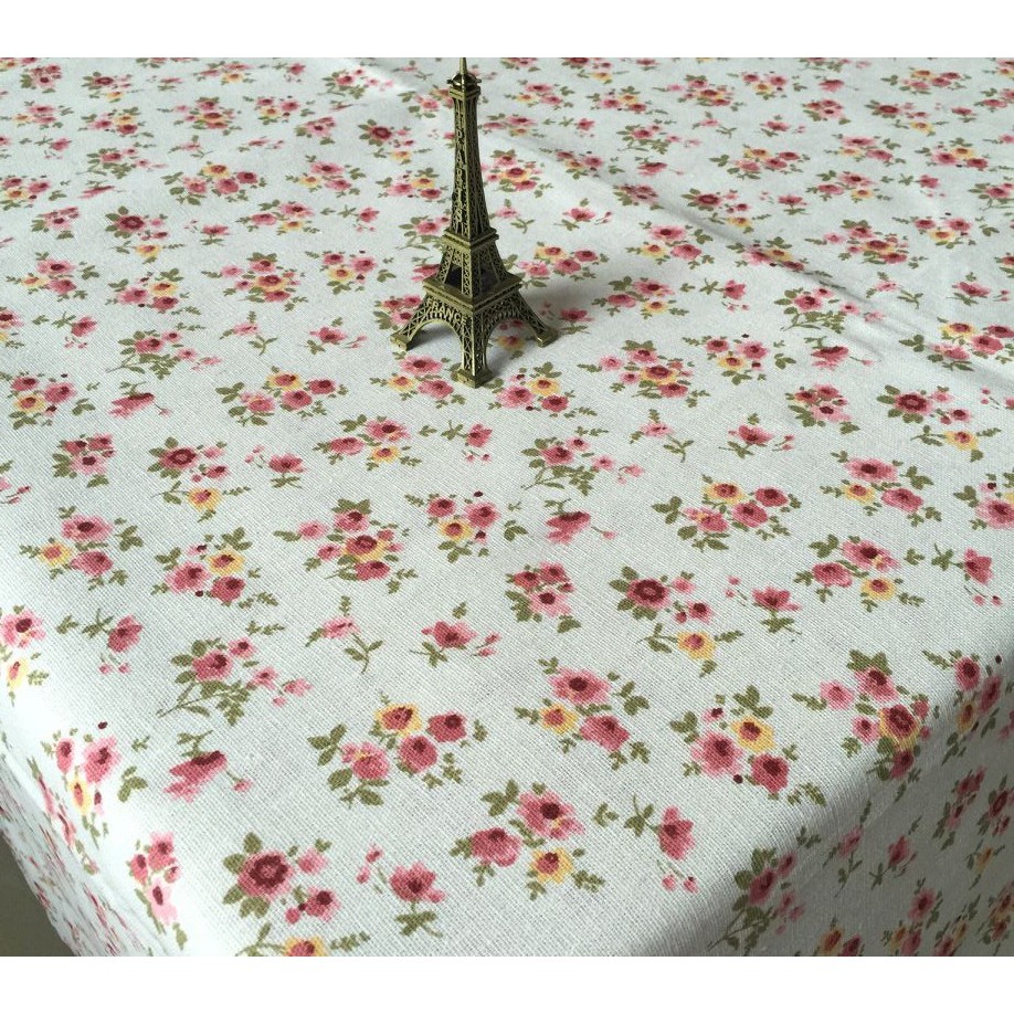 Vải linen họa tiết Hoa nhí vàng hồng nhạt V-A08