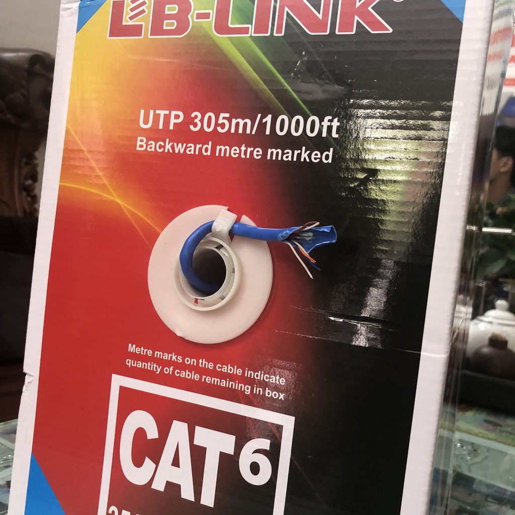 Dây Cáp Mạng Lb-link Cat6 Dây Màu Xanh - Lõi Nhựa Trợ Lực 305m/Cuộn