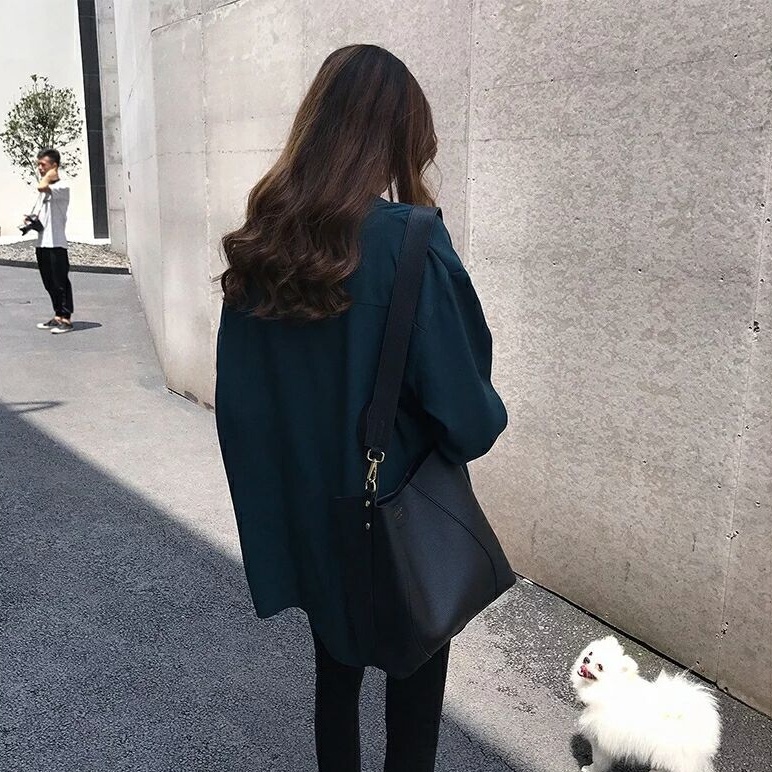 SUXI Áo Sơ Mi Nữ Tay Dài Dáng Rộng Màu Sắc Thanh Lịch