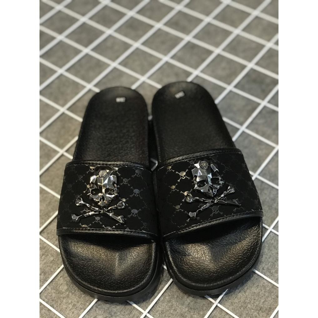 Dép nam Đế cao quai logo Đầu lâu siêu chất - Dép quai ngang đế cao 3,5cm