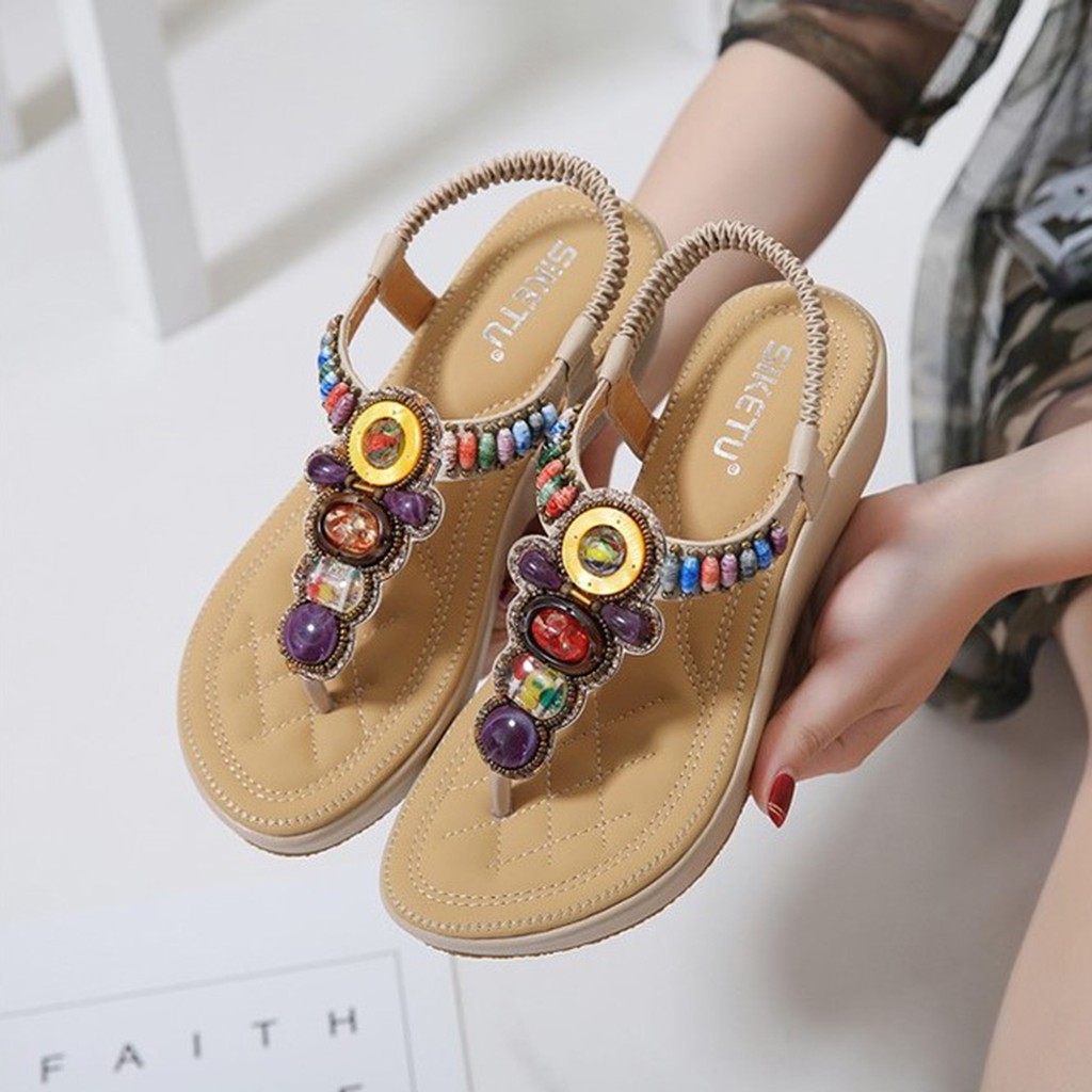 [Mã SKAMFSW175 giảm 10K đơn 50K] Sandal nữ xỏ ngón đế xuồng 5cm. Dép nữ xỏ ngón đế xuồng.