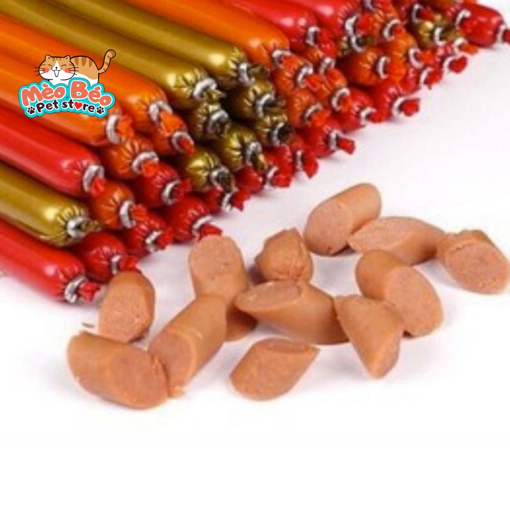 Xúc xích cho chó mèo bịch 60 thanh mix 3 vị Bò, Gà, Vịt  thơm ngon - 500gr