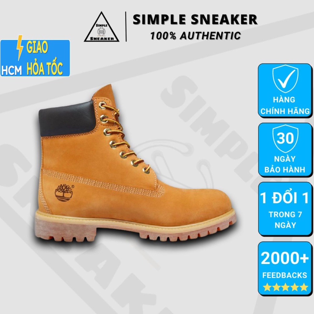 Giày Timberland Boots Chính Hãng 💙FREESHIP💙 Timberland 6 Inch Premium Men's Boots Wheat - Giày Cổ Cao Nam Timberland