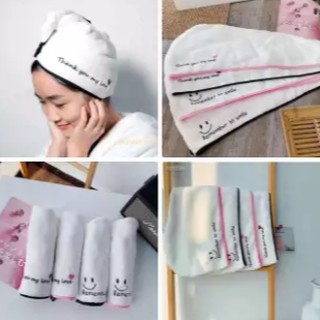 Khăn Bông Quấn Tóc, Lau Đầu Siêu Hút Nước, Mũ Tắm Trùm Đầu Làm Khô Tóc Cực Nhanh