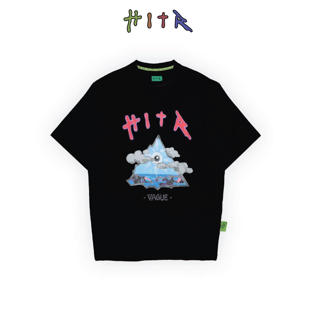 Áo thun unisex HITR Vague phông tay lỡ nam nữ form rộng oversize màu đen