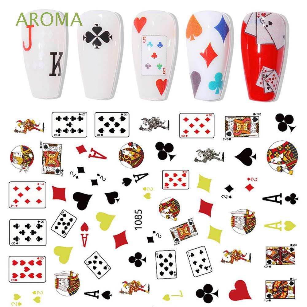 [Hàng mới về] Hình dán trang trí móng tay họa tiết lá bài 3D thời trang chống thấm nước DIY