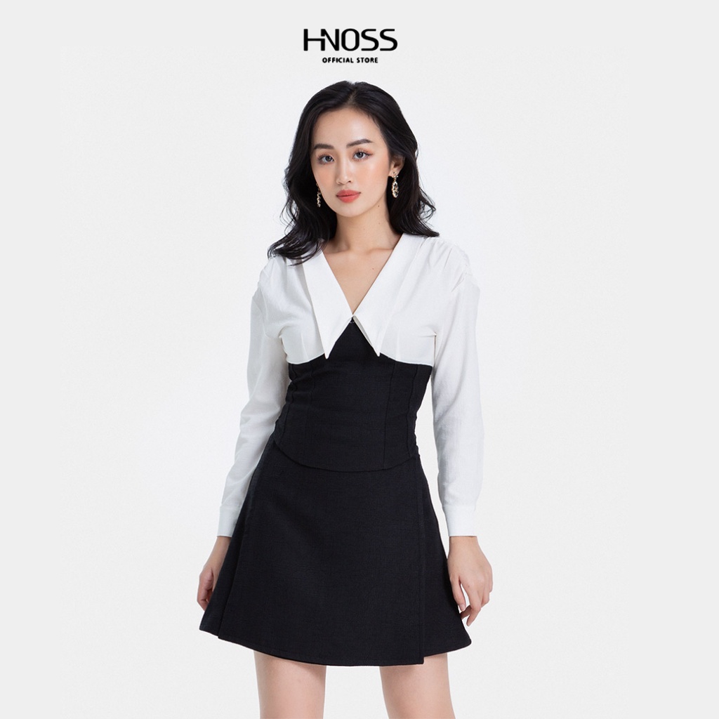 Áo kiểu nữ tay dài HNOSS thiết kế Corset cổ V HNAKI044