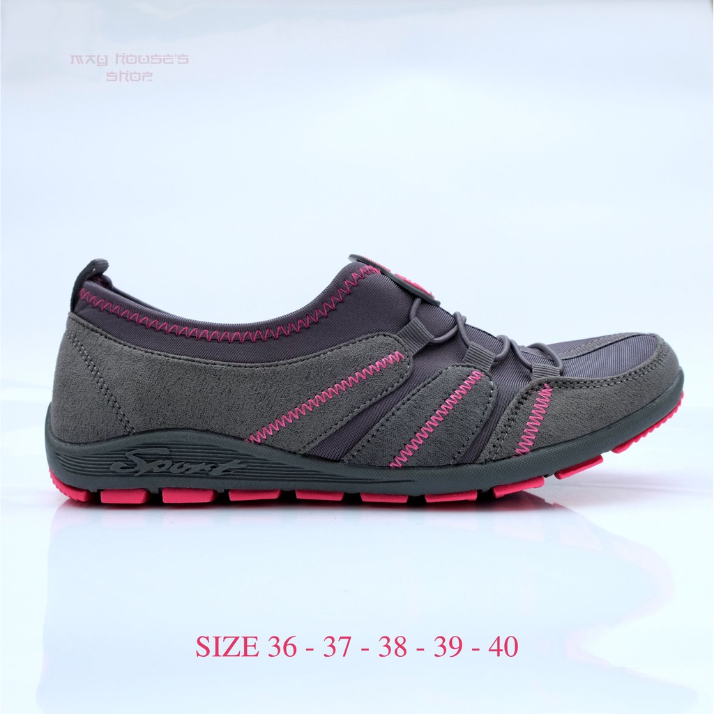 Giày thể thao cho phụ nữ, giày lười nữ màu đen đế hồng – May House Shop