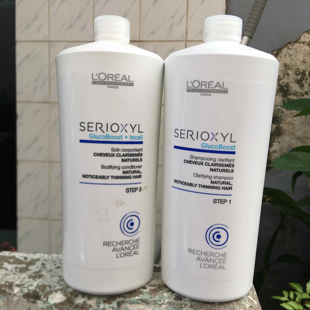 🇫🇷L'oreal🇫🇷 Dầu gội xả kích thích mọc tóc, chăm sóc tóc thưa mảnh rụng LOREAL SERIOXYL 1000mlx2