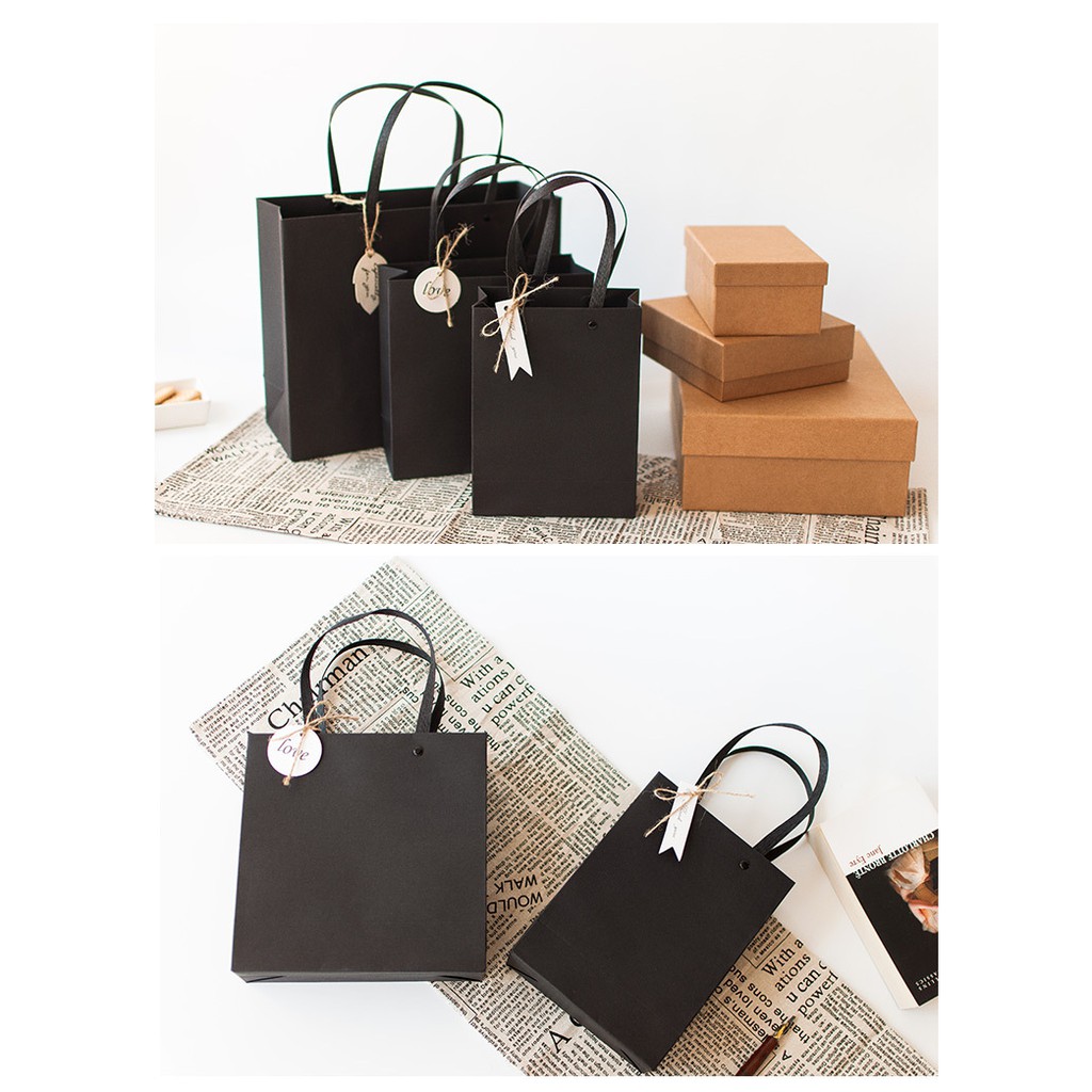 Túi quà giấy kraft màu đen trơn màu chắc chắn không kèm hộp phong cách vintage phụ kiện quà tặng king9 | BigBuy360 - bigbuy360.vn