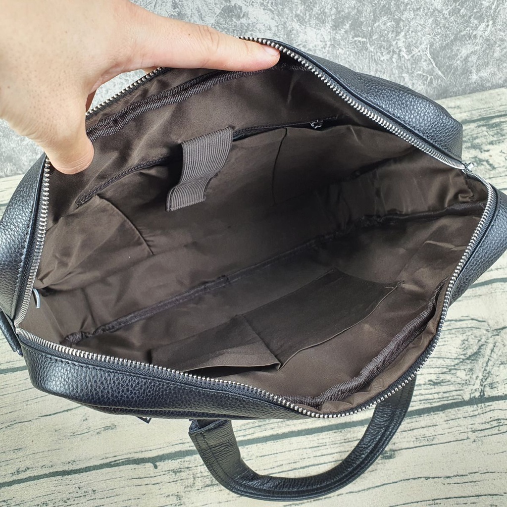 [Da thật] Túi công sở nam nữ; Cặp đựng laptop da bò thật vân mill CD308 (Black) - 100% da bò thật, BH 3 năm | BigBuy360 - bigbuy360.vn