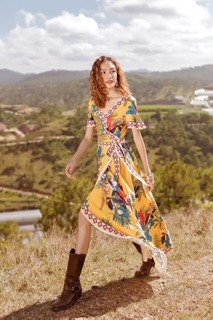 Đầm boho vintage viền cột eo xẻ tà ❤️❤️❤️❤️