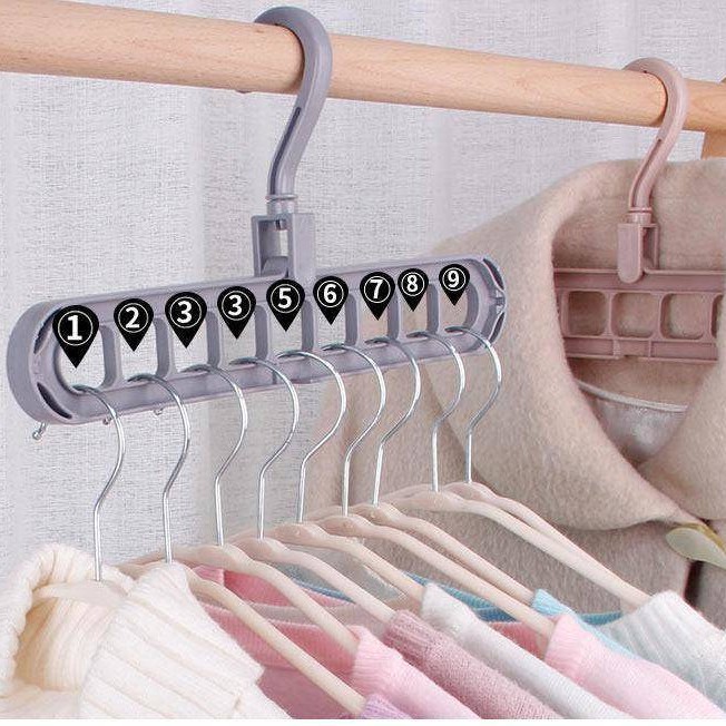 Móc treo quần áo đa năng tiết kiệm diện tích 9 lỗ