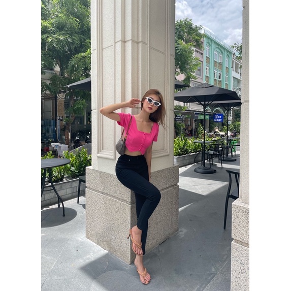 Quần Jean nữ skinny REVERCLOTHINGS, skinny ôm trơn co dãn 4 chiều, quần bò nữ lưng cao