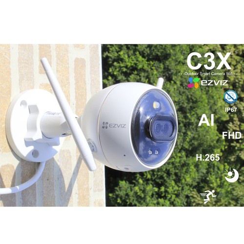 Camera wifi AI không dây AI Ezviz C3X 2MP, ống kính kép, full màu ban đêm,đàm thoại 2 chiều, báo động  (hàng chính hãng)