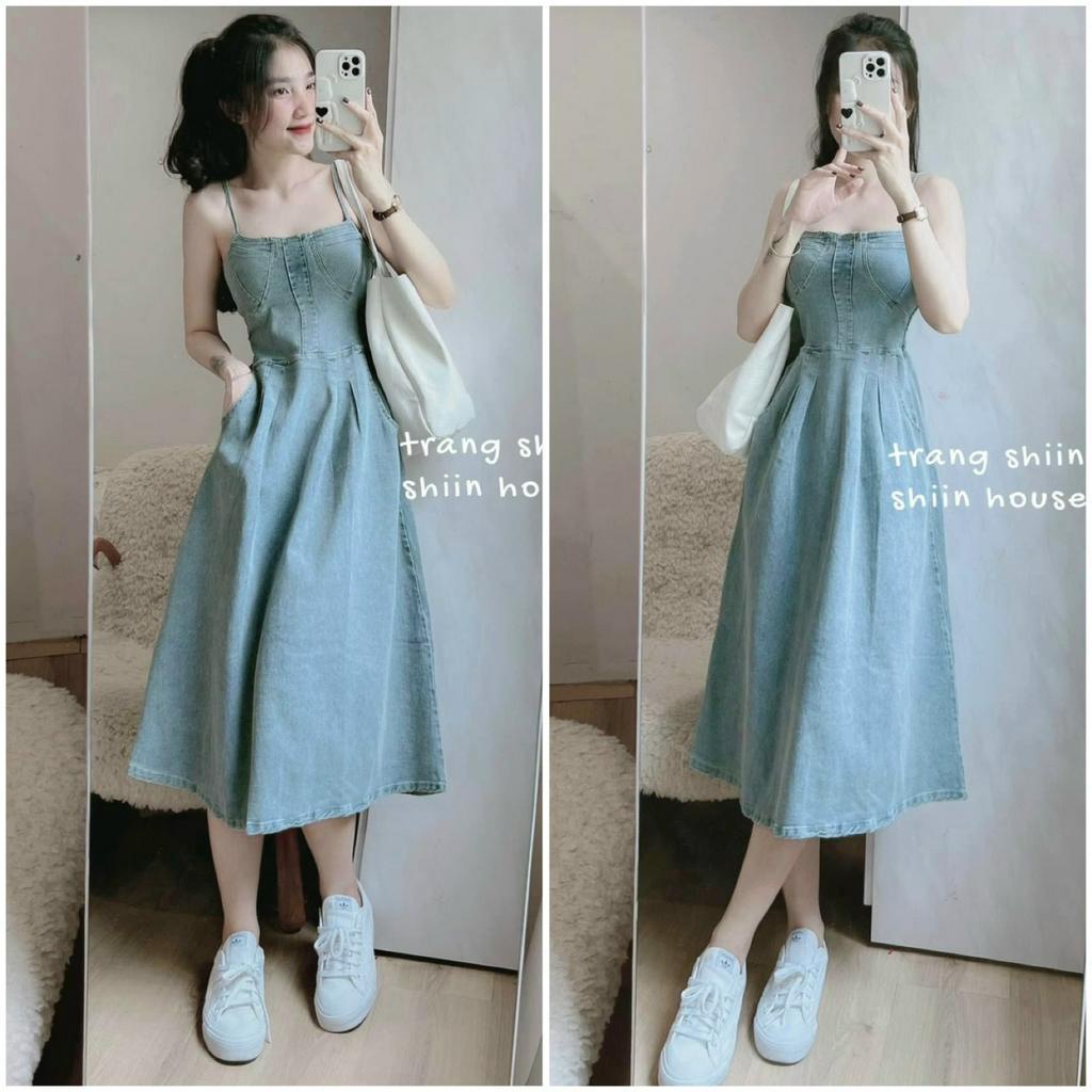 Đầm váy nữ hai dây có túi mix dáng váy xòe dài trẻ trung, năng động dành cho các nàng đi chơi, hẹn hò siêu xinh.