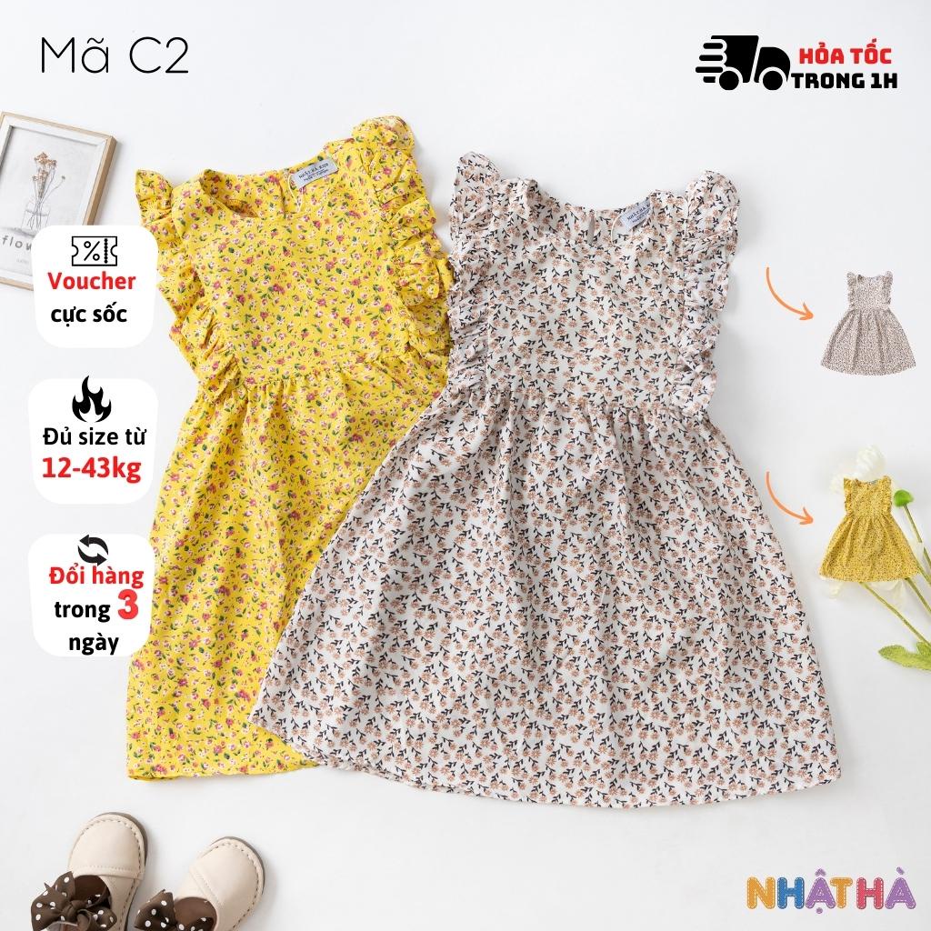 Váy Bé Gái C2 Hoa Nhí Tay Bồng Cực Xinh Mùa Hè Size Đại Từ 12-43kg