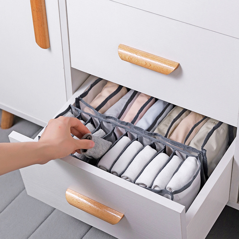 Hộp xếp gọn đựng nội y/tất tiết kiệm không gian chia ngăn kéo tủ quần áo gia đình