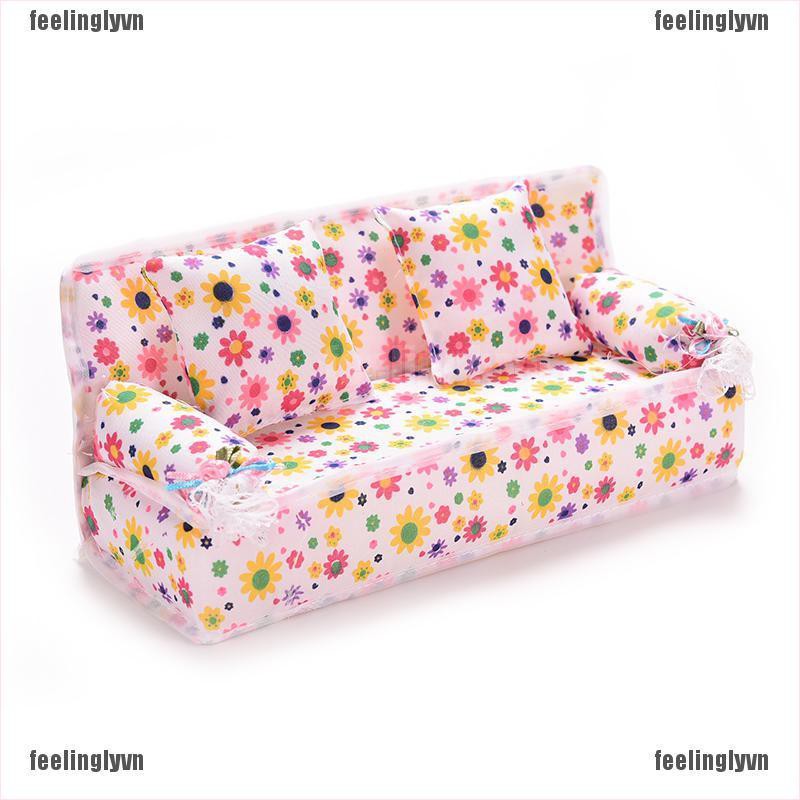 ❤TOP❤ Set 3 ghế sofa họa tiết hoa xinh xắn cho búp bê ❤YO