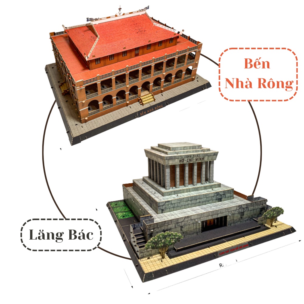 Mô Hình Kiến Trúc Gắn Liền Với Bác Hồ, Mô Hình Lắp Ráp 3D Giấy Kiến Trúc Việt Nam, Quà Tặng Lưu Niệm, Souvenir